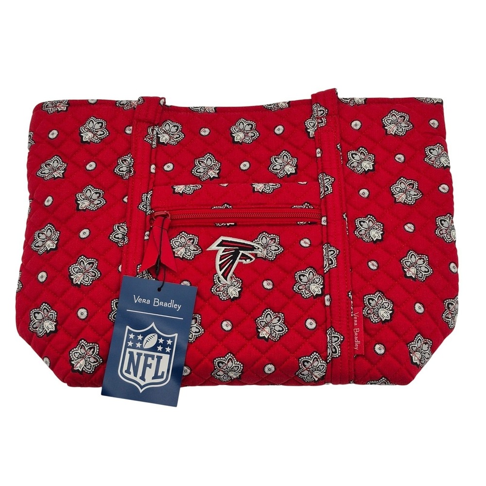 Atlanta Falcons Vera Bradley Zippered Tote Hand Bag Red & Silver Bandana Cotton
